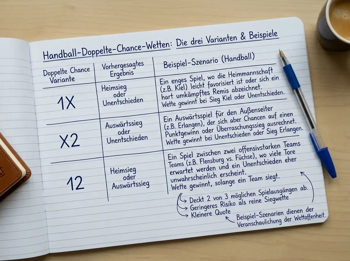 Handball Doppelte Chance Drei Varianten 1X X2 12 – Erklärung aller drei Kombinations-Ausgänge