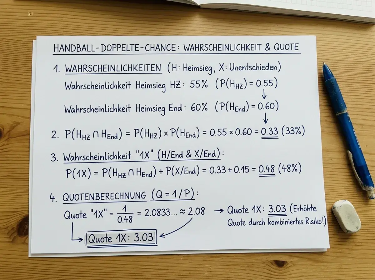 Handball Doppelte Chance mathematischer Sinn – Berechnung der impliziten Wahrscheinlichkeit für Doppelchance-Wetten