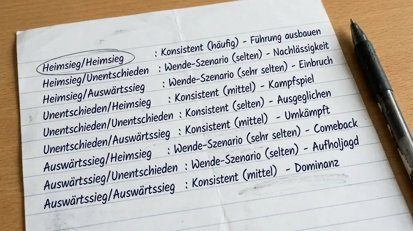 Handball Halbzeit-Endstand neun Kombinationen – Übersichtstabelle aller HT/FT-Ausgänge beim Handball