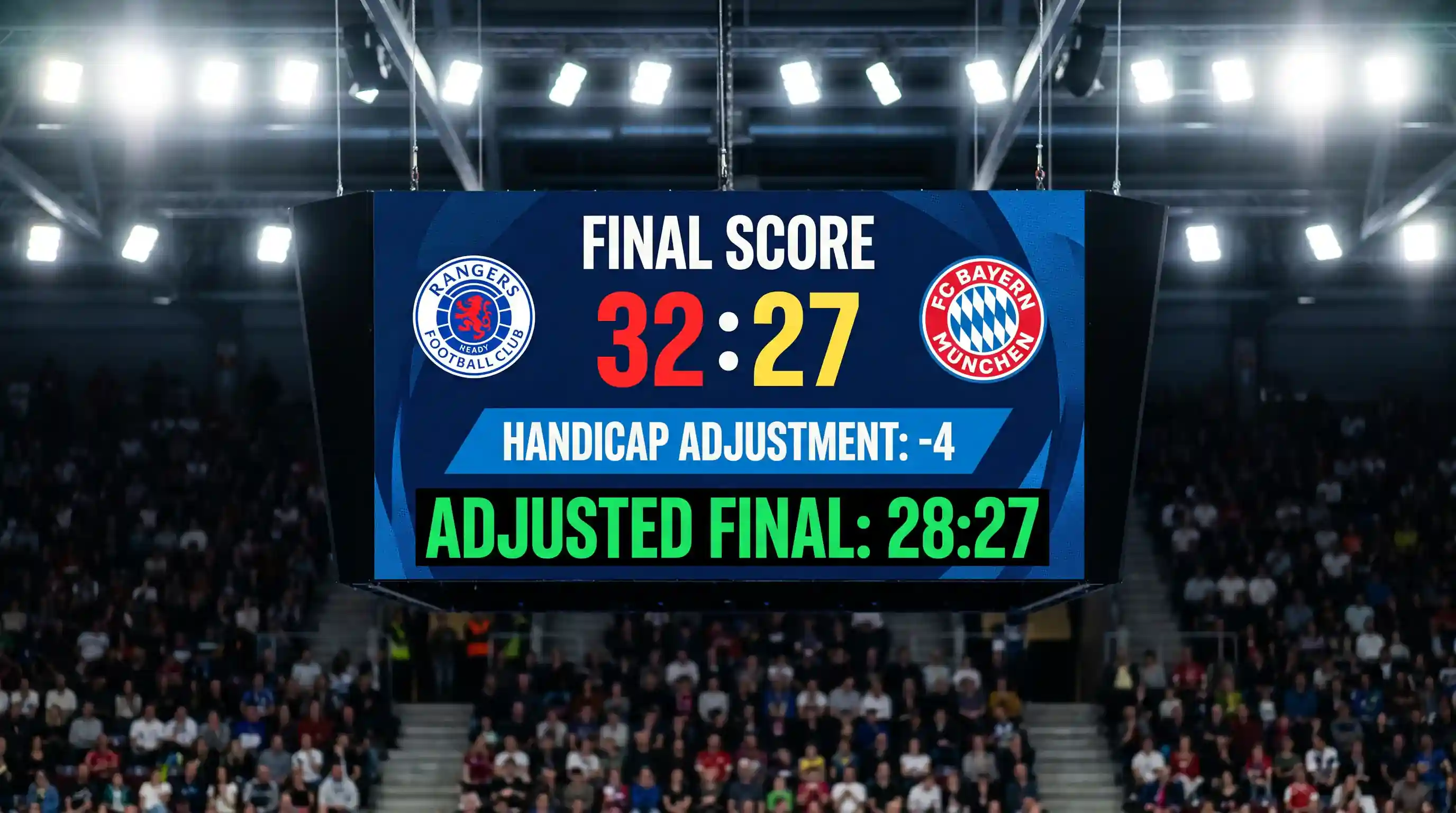 Europäisches Handicap beim Handball – Berechnungsbeispiel mit Endstand und Handicap-Abzug