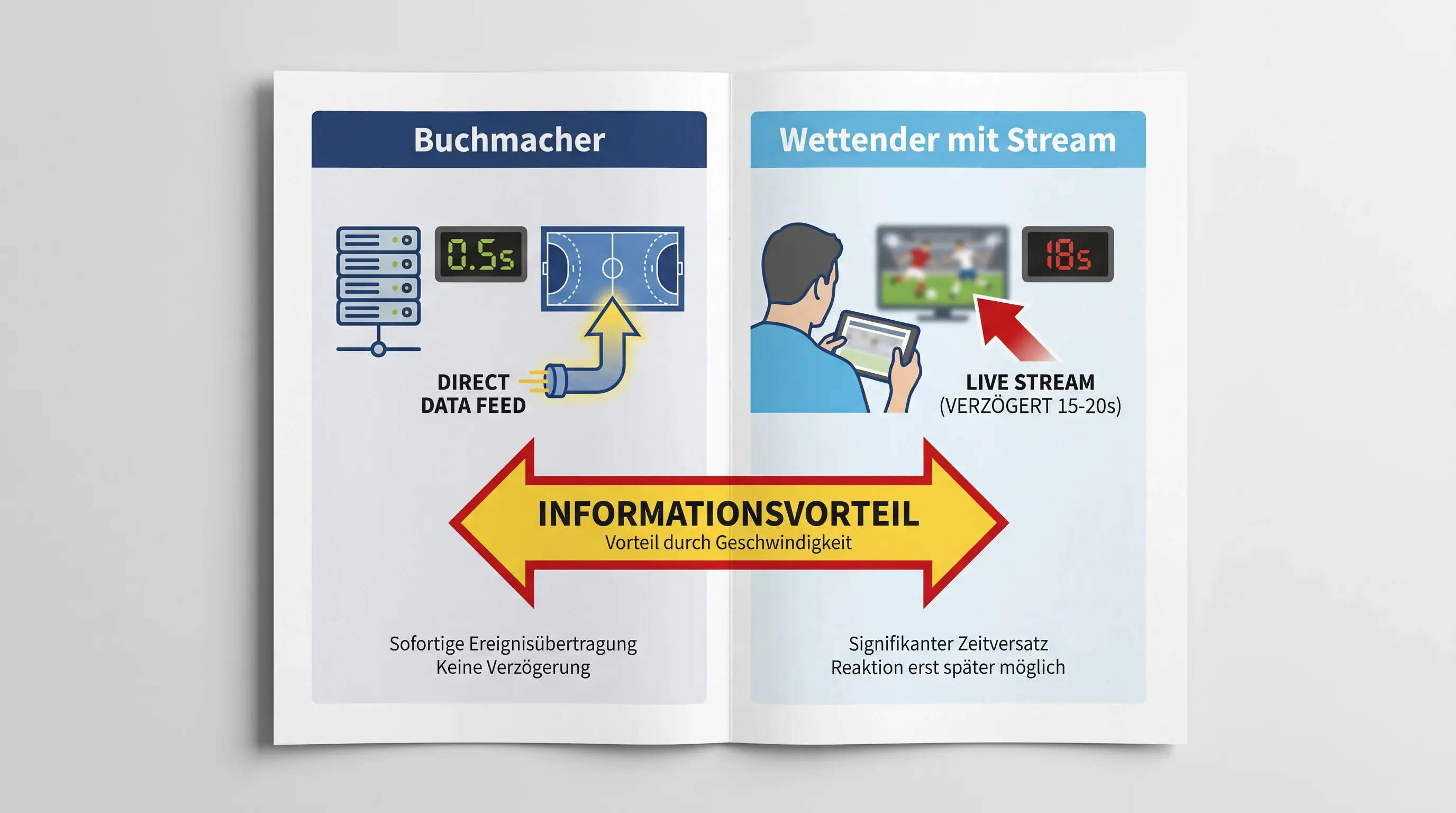 Infografik zeigt Informationsvorsprung des Buchmachers bei Handball Live Wetten durch professionellen Datenfeed