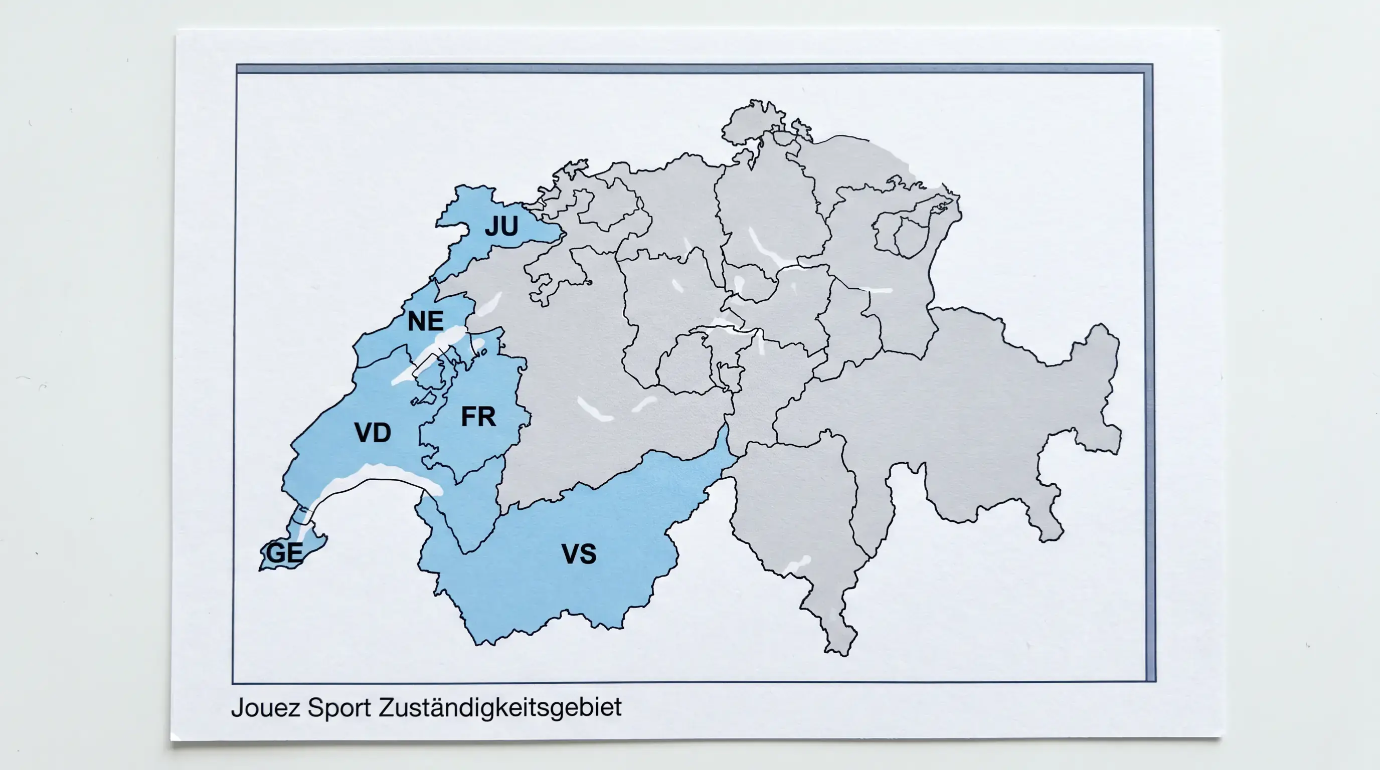 Schweizer Karte mit markierten Romandie-Kantonen als Zuständigkeitsgebiet von Jouez Sport Sportwetten