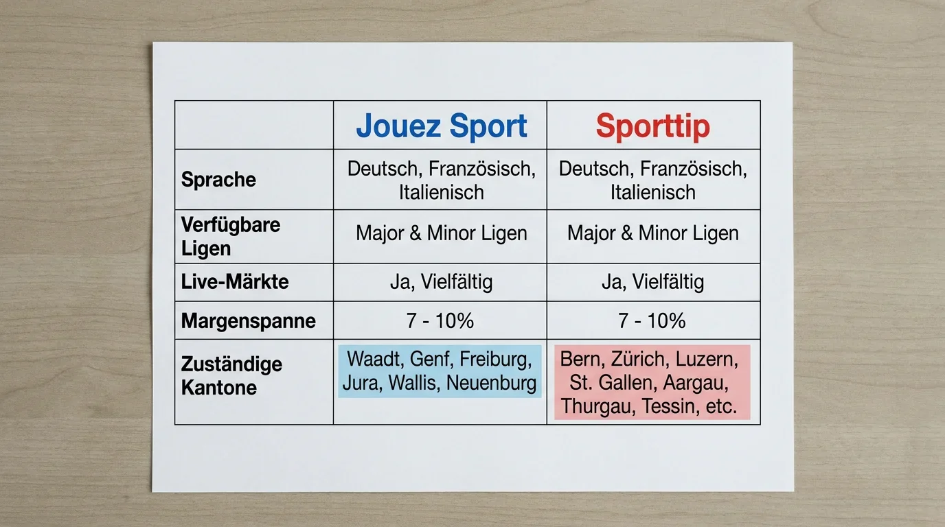 Direkter Vergleich von Jouez Sport und Sporttip Handball-Wetten-Angeboten mit Vor- und Nachteilen